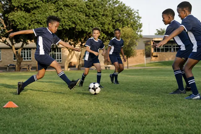 Learners taking part in football practice